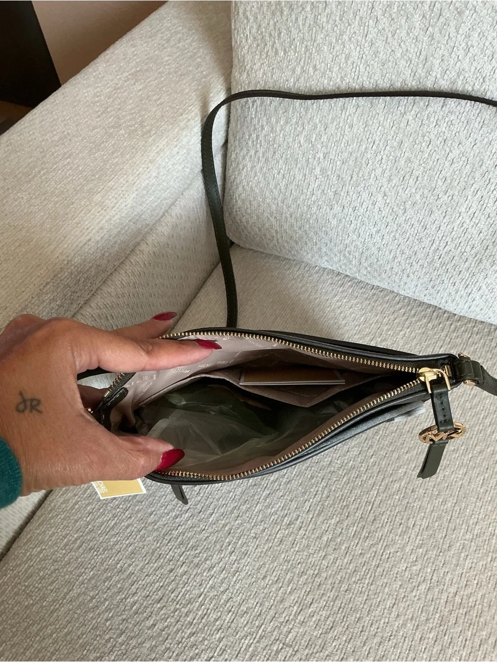 NWT Michael Kors Jet Set Charm Leather Crossbody Bag - Olive Green